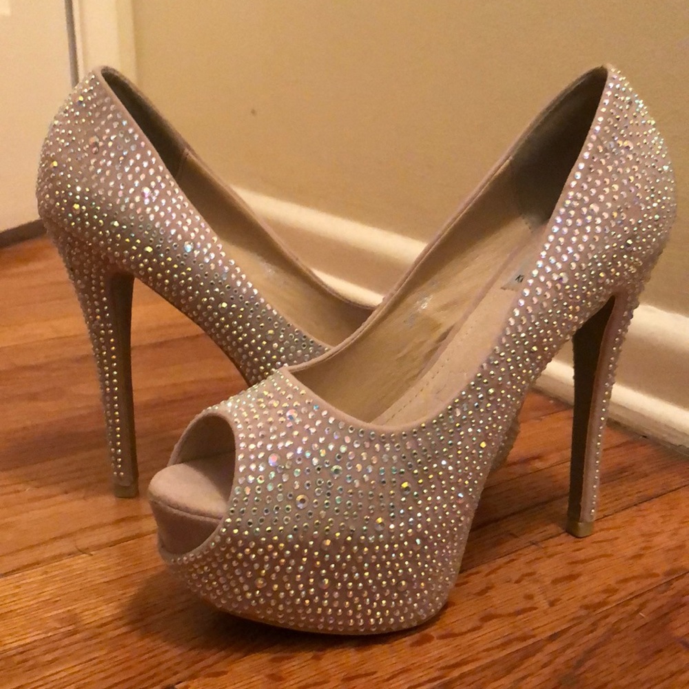 KISS MY KOUTURE, Nude Rhinestone Pumps - Picture 2 of 6